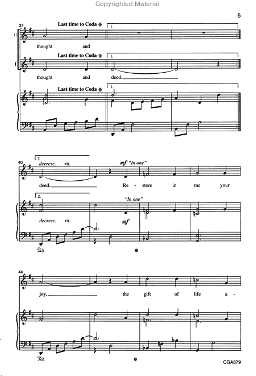 Create in Me a Clean Heart Unison Choir scores gallery preview page 5