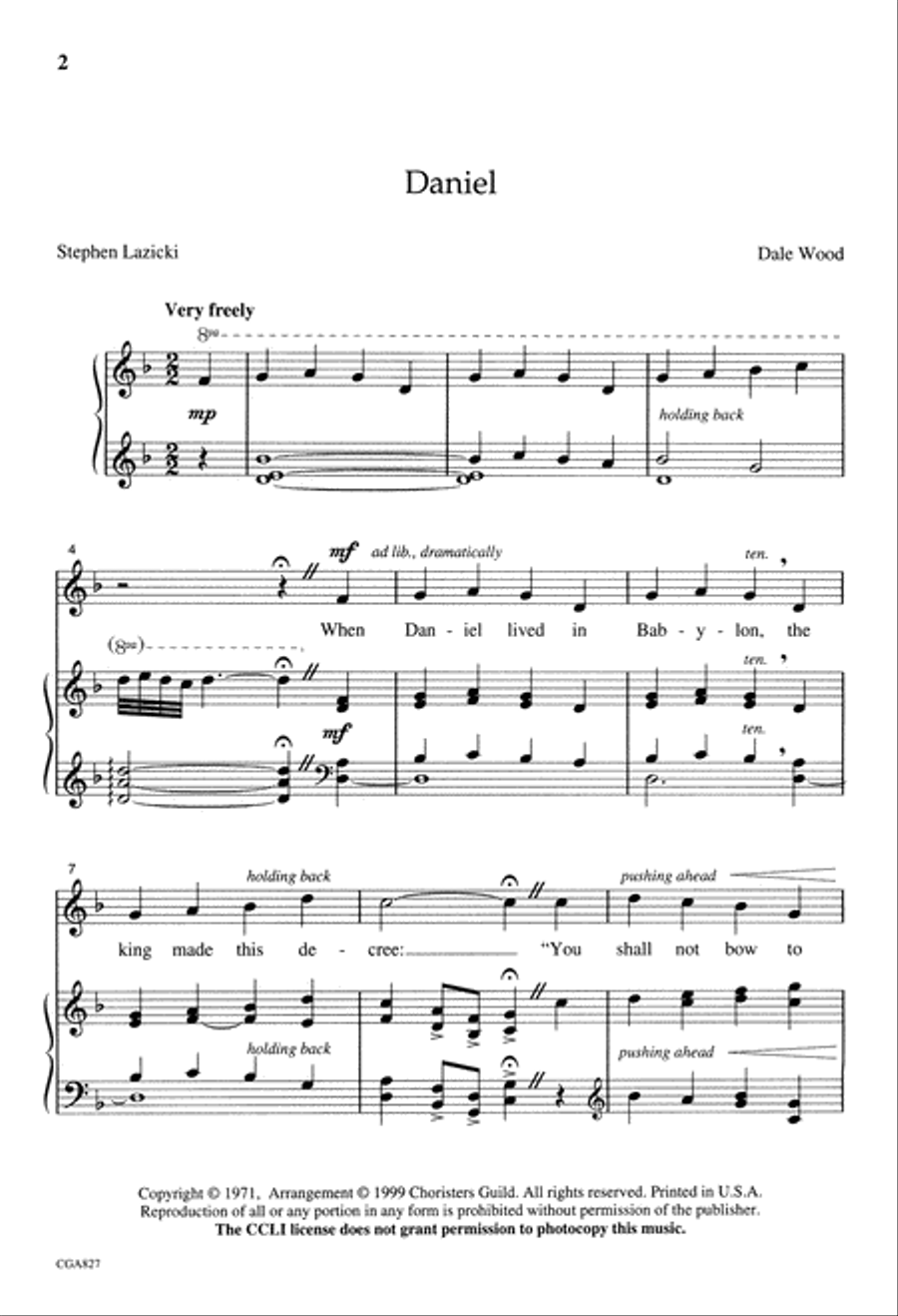 Daniel Unison Choir scores gallery preview page 2