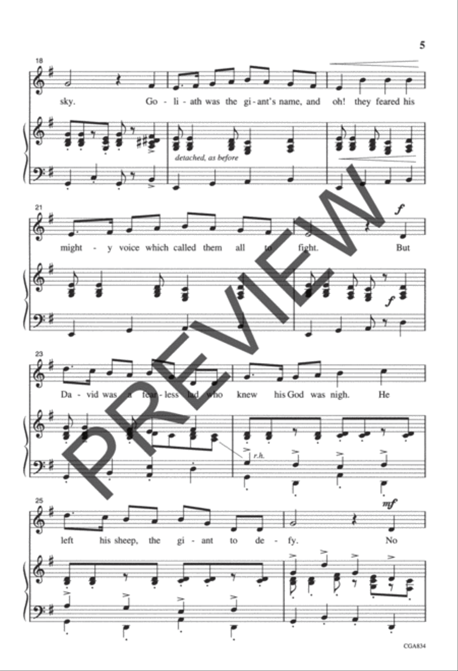 David and Goliath Unison Choir scores gallery preview page 4