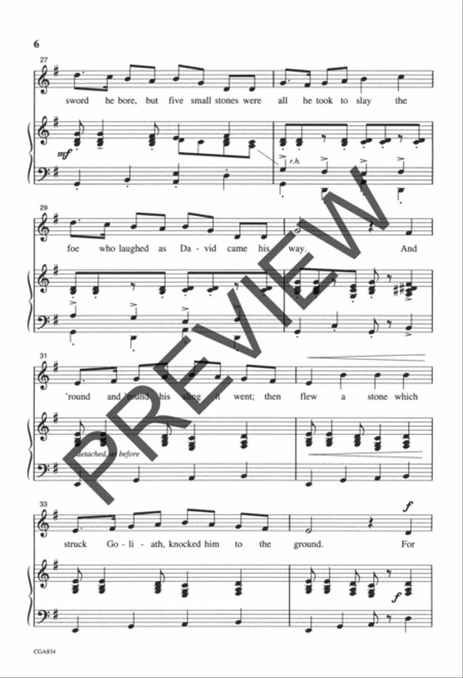 David and Goliath Unison Choir scores gallery preview page 5