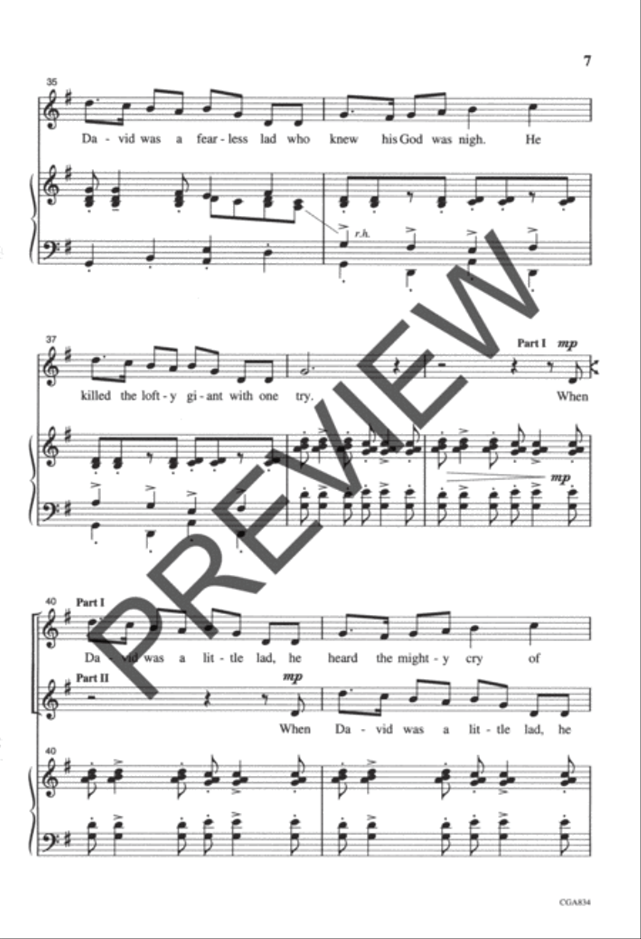 David and Goliath Unison Choir scores gallery preview page 6