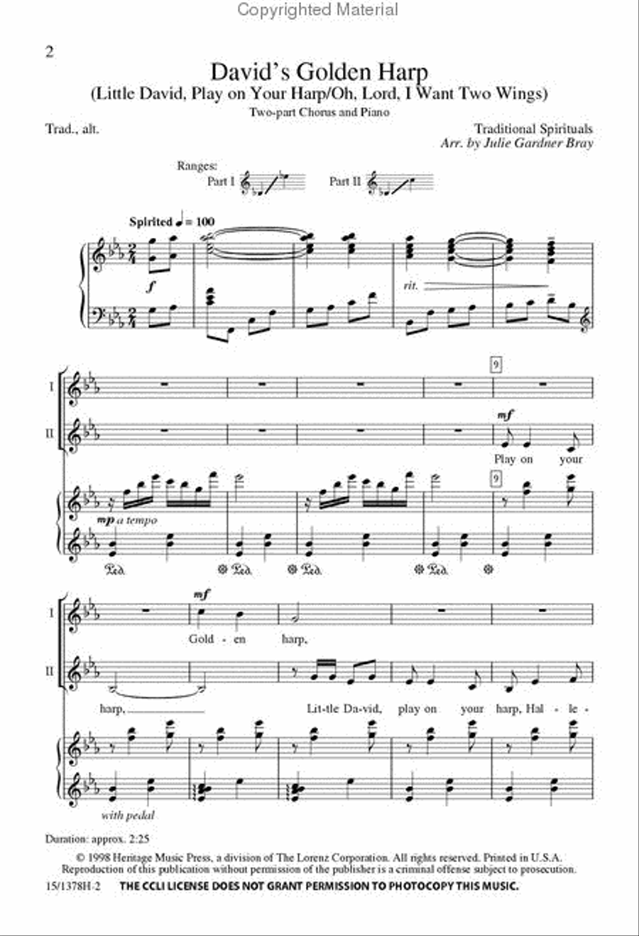 David's Golden Harp 2-Part scores gallery preview page 2