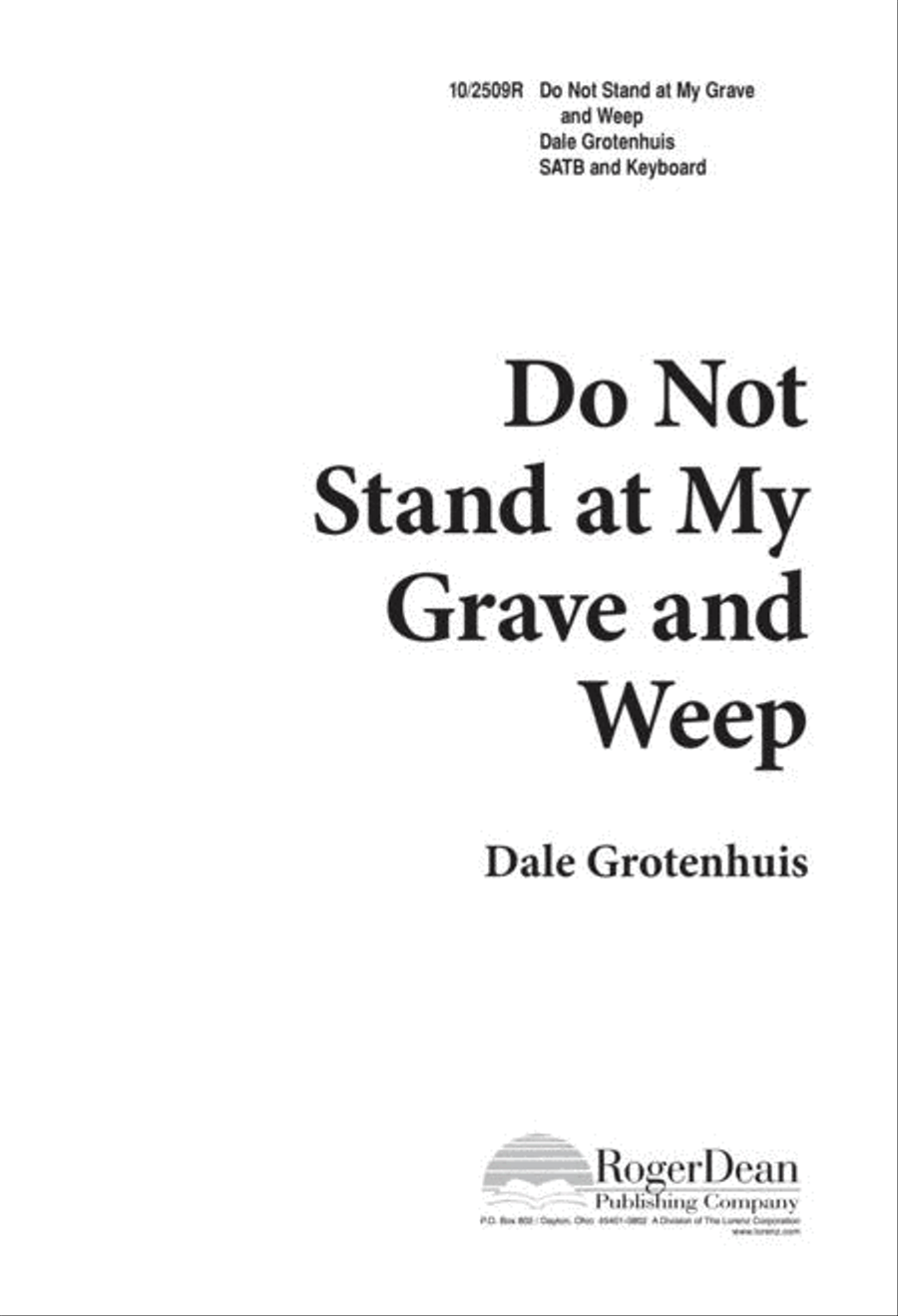 Do Not Stand at My Grave and Weep Choir scores gallery preview page 1