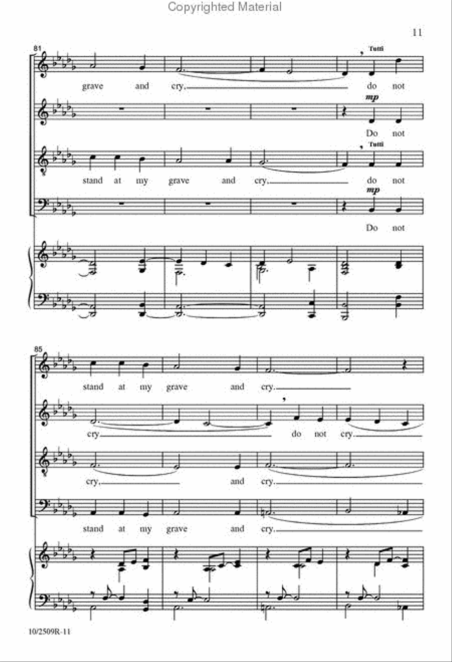 Do Not Stand at My Grave and Weep Choir scores gallery preview page 11