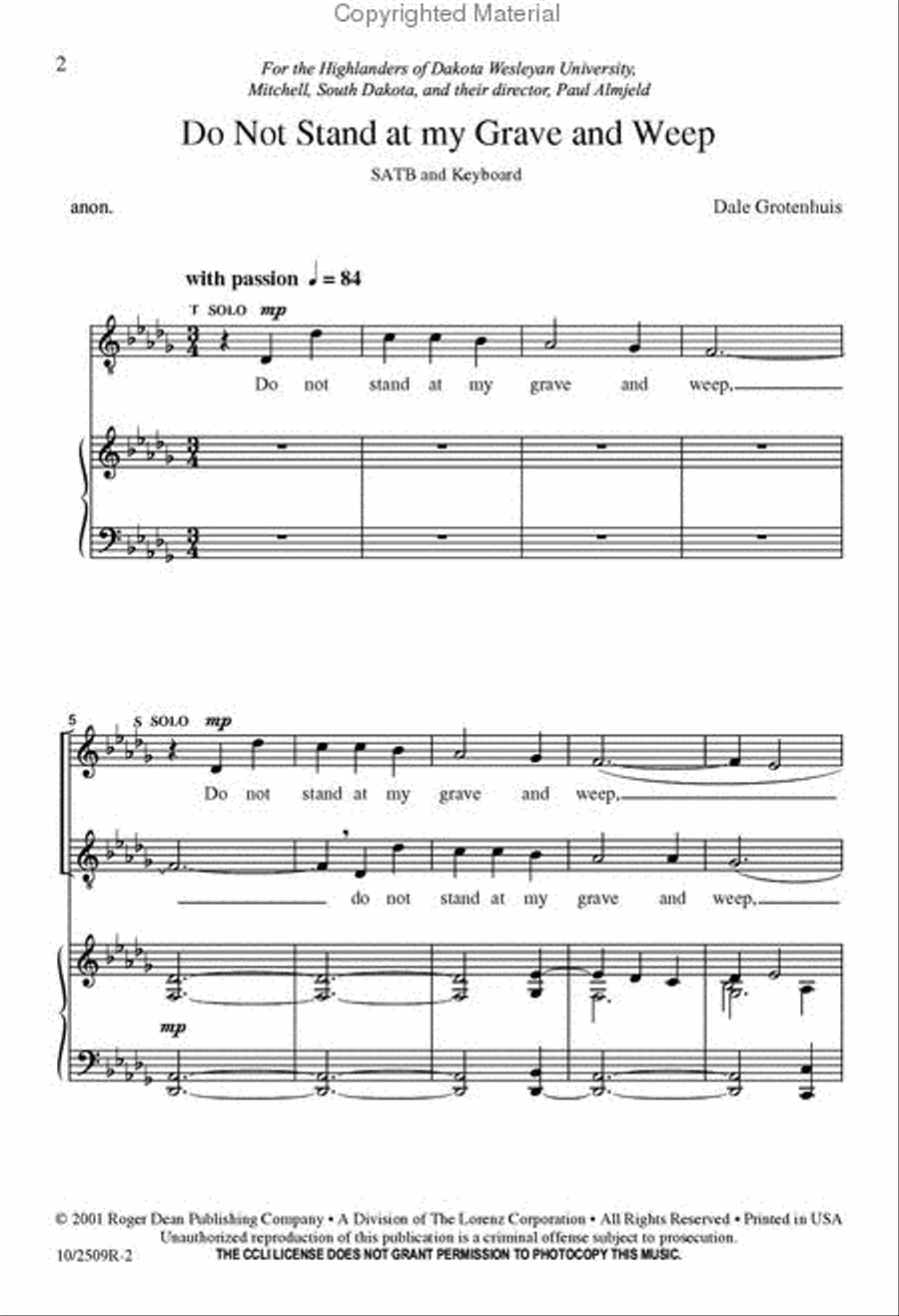 Do Not Stand at My Grave and Weep Choir scores gallery preview page 2