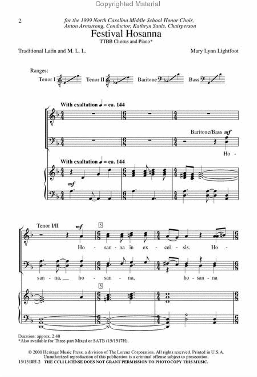 Festival Hosanna Festival Hosanna TTBB scores gallery preview page 2