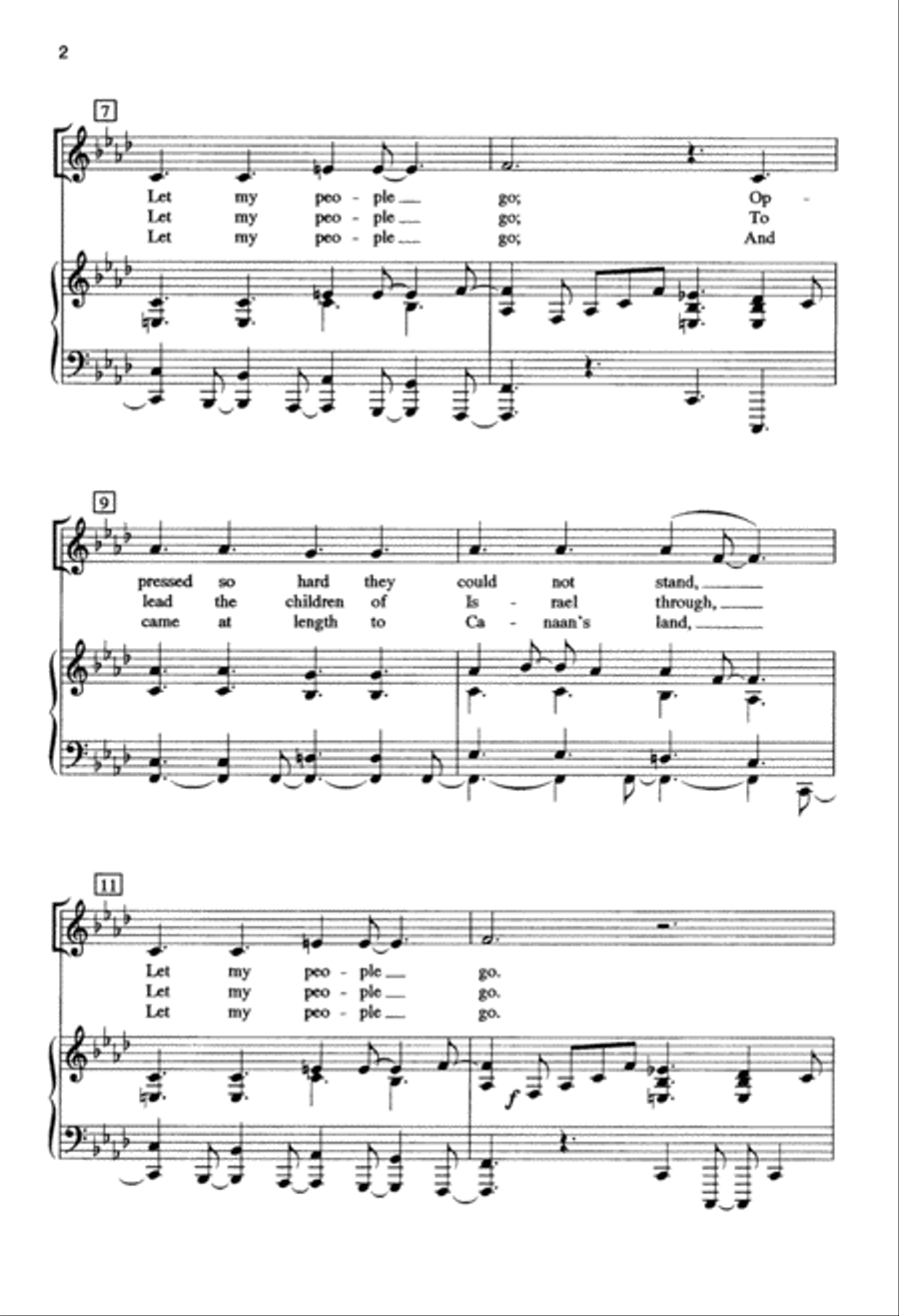 Go Down, Moses Go Down, Moses Unison Choir scores gallery preview page 3