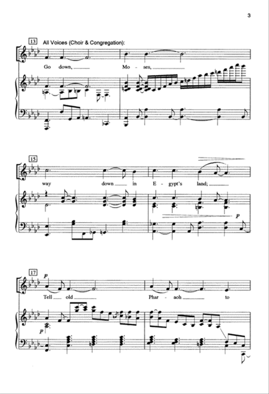 Go Down, Moses Go Down, Moses Unison Choir scores gallery preview page 4