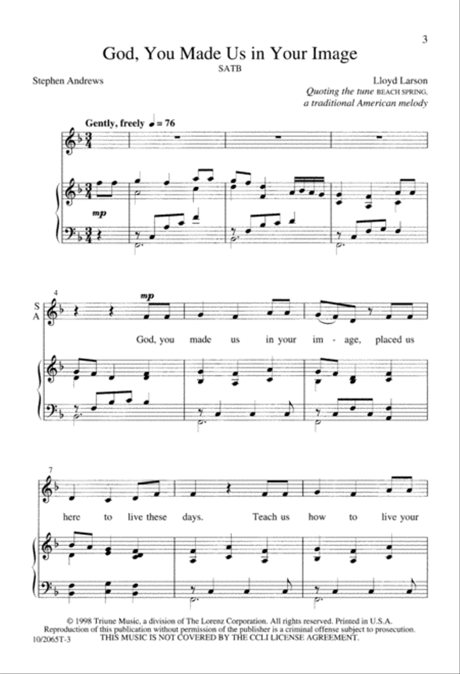 God, You Made Us In Your Image 4-Part scores gallery preview page 4