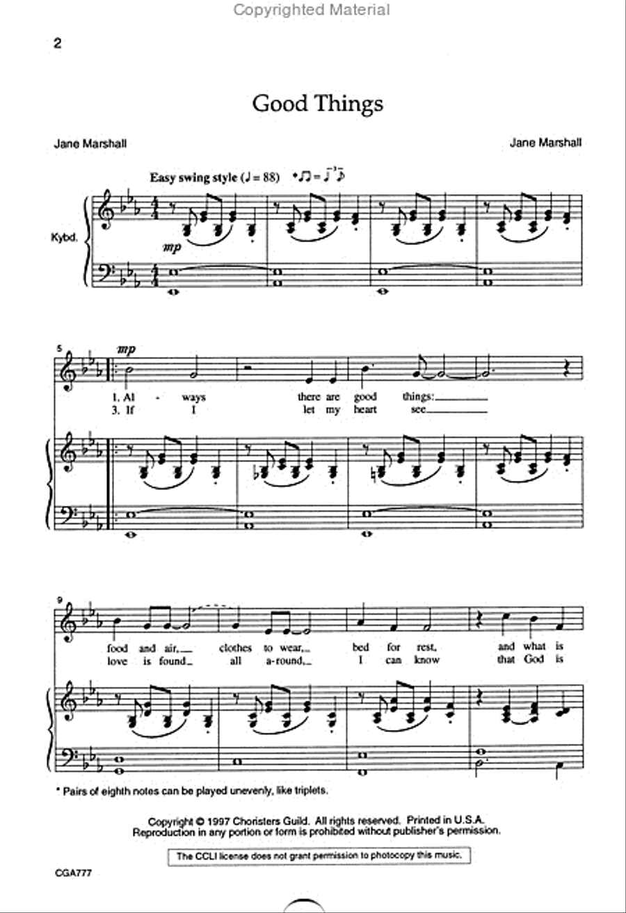 Good Things! Unison Choir scores gallery preview page 2