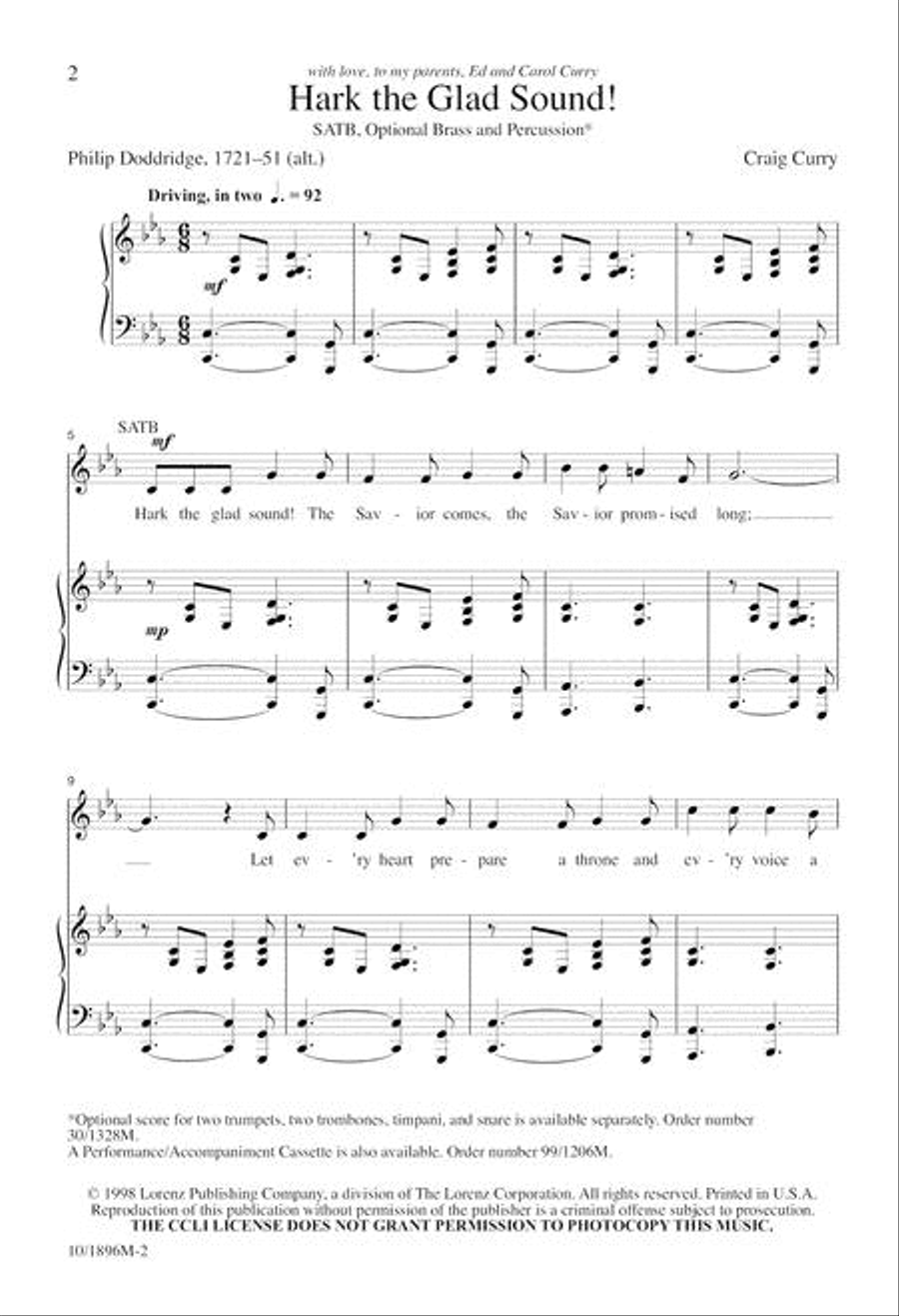 Hark! The Glad Sound 4-Part scores gallery preview page 2
