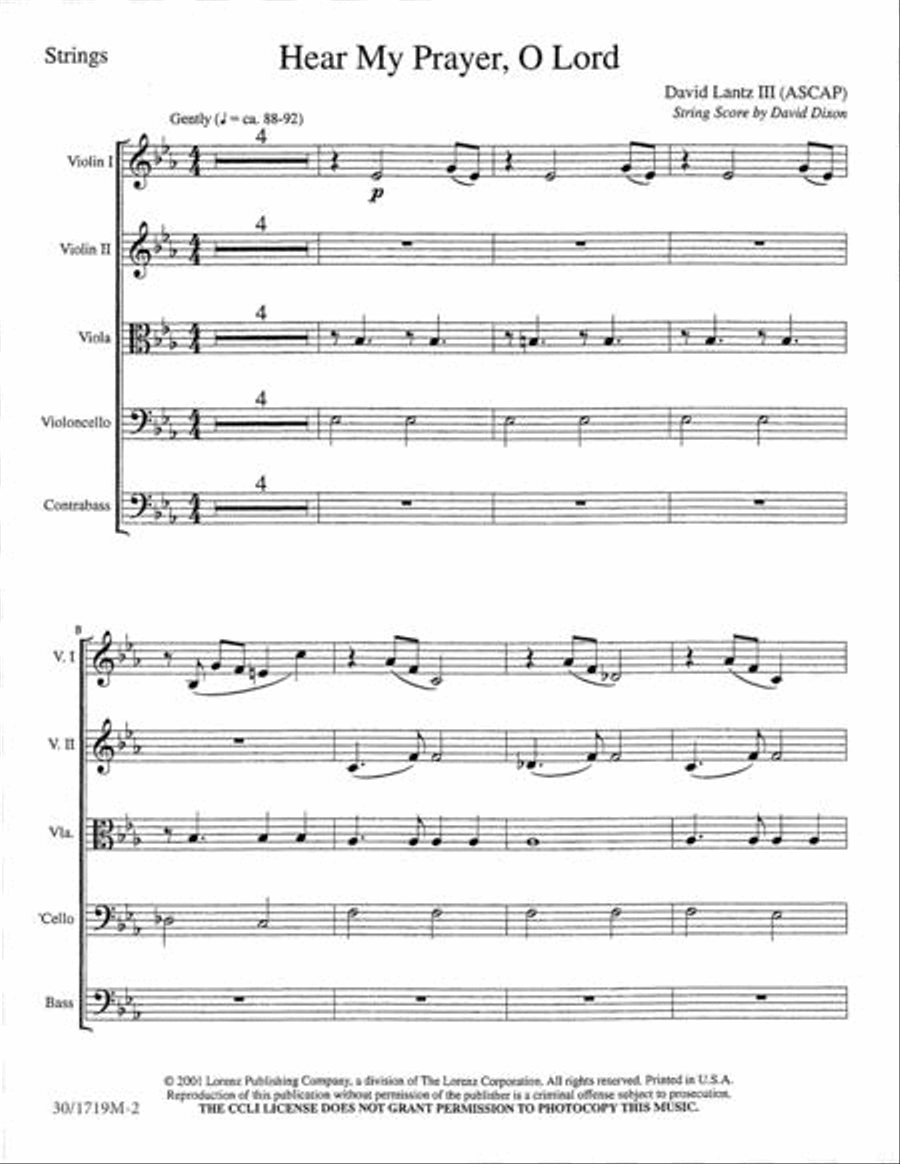 Hear My Prayer, O Lord!- String Score and Parts Choir scores gallery preview page 2