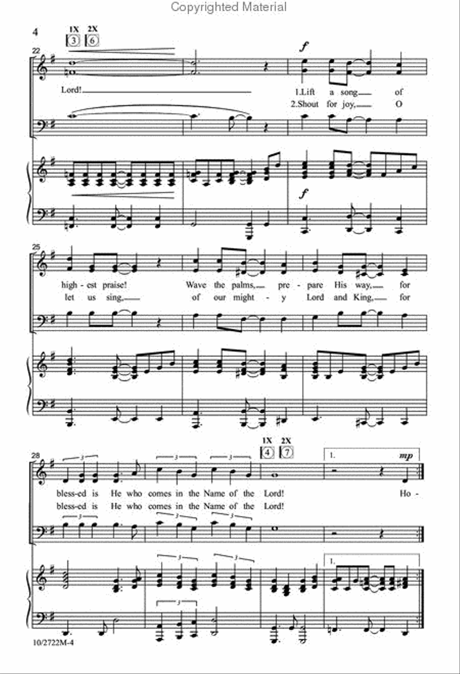 Hosanna, Blessed Is He Hosanna, Blessed Is He 3-Part scores gallery preview page 4