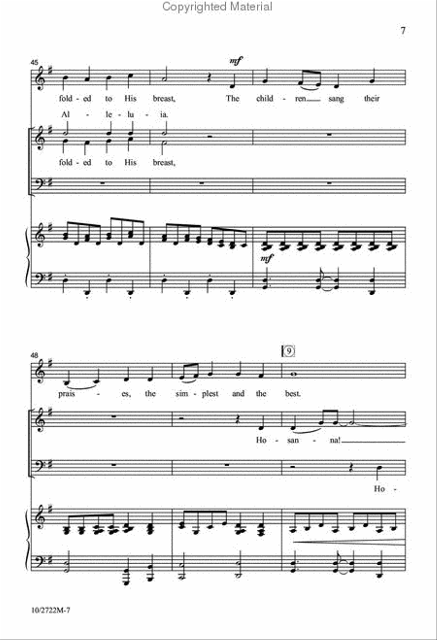 Hosanna, Blessed Is He Hosanna, Blessed Is He 3-Part scores gallery preview page 7
