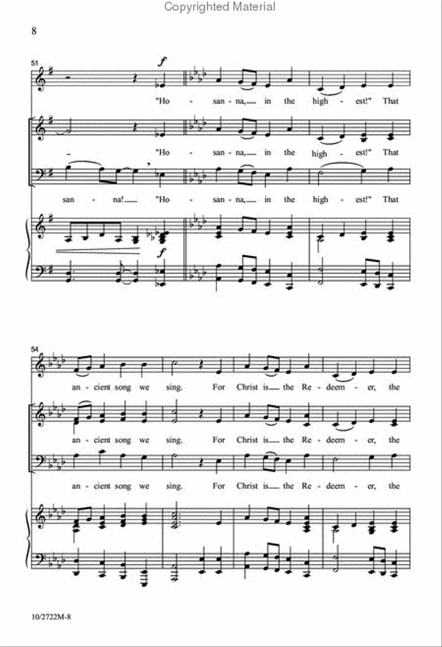 Hosanna, Blessed Is He Hosanna, Blessed Is He 3-Part scores gallery preview page 8