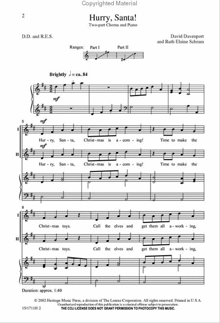 Hurry, Santa! 2-Part scores gallery preview page 2