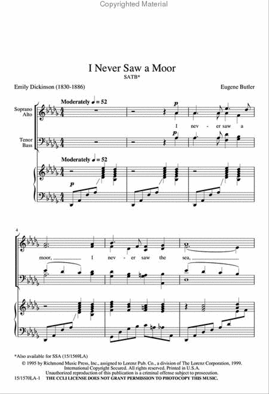 I Never Saw a Moor 4-Part scores gallery preview page 2