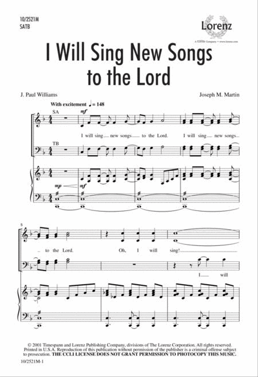 I Will Sing New Songs to the Lord 4-Part scores gallery preview page 1