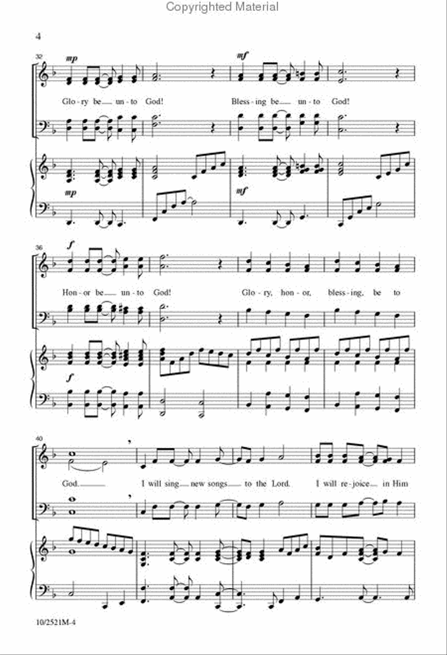 I Will Sing New Songs to the Lord 4-Part scores gallery preview page 5