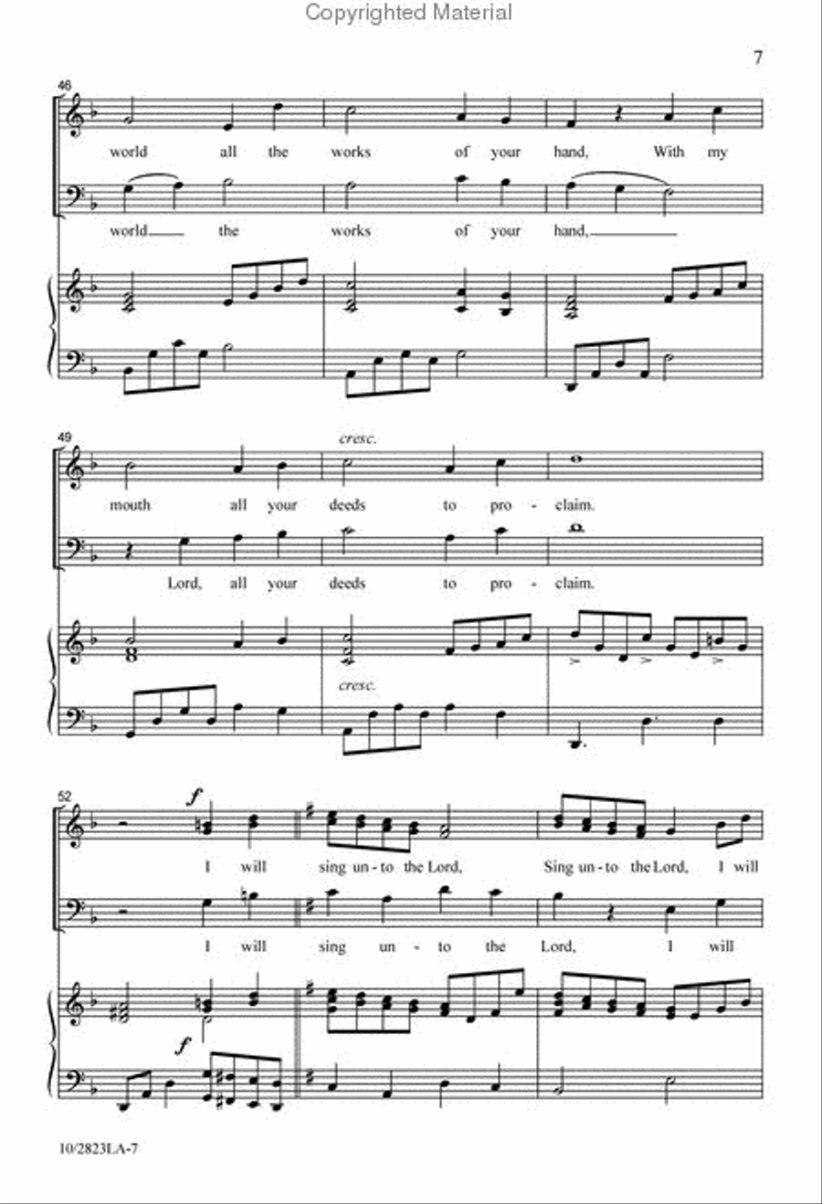 I Will Sing unto the Lord - SAB 3-Part scores gallery preview page 7