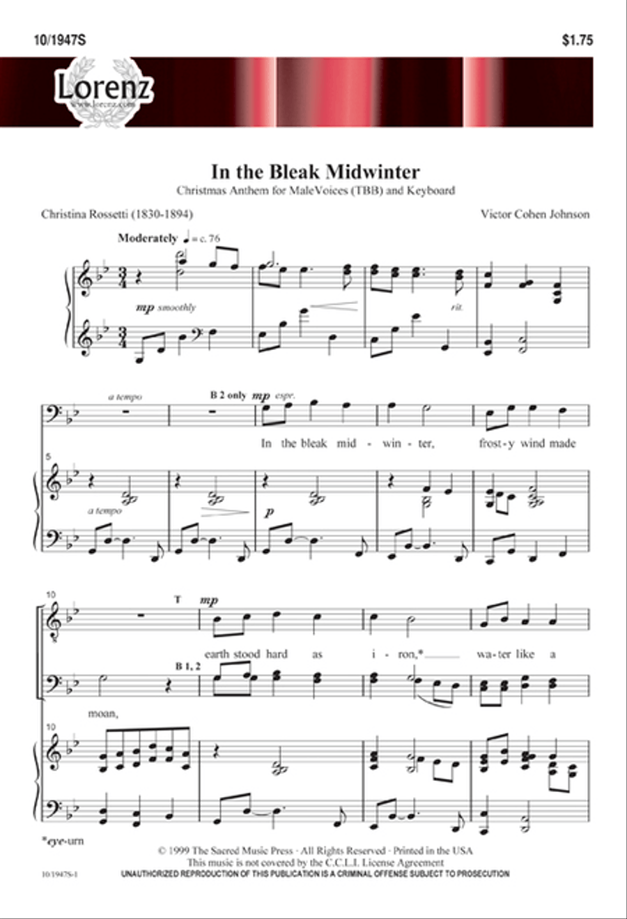 In the Bleak Midwinter In the Bleak Midwinter TTB scores gallery preview page 1