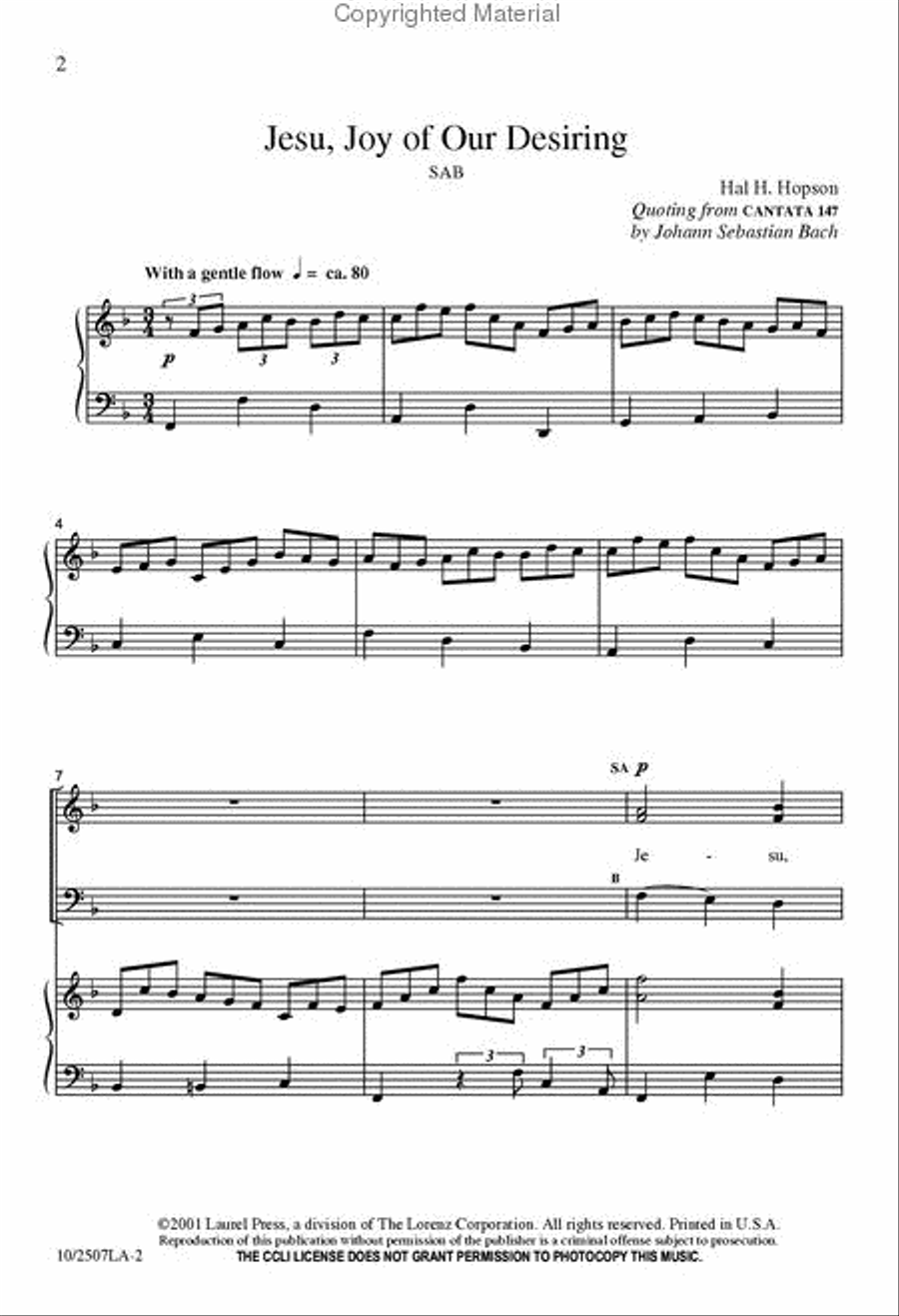 Jesu, Joy of our Desiring 3-Part scores gallery preview page 2