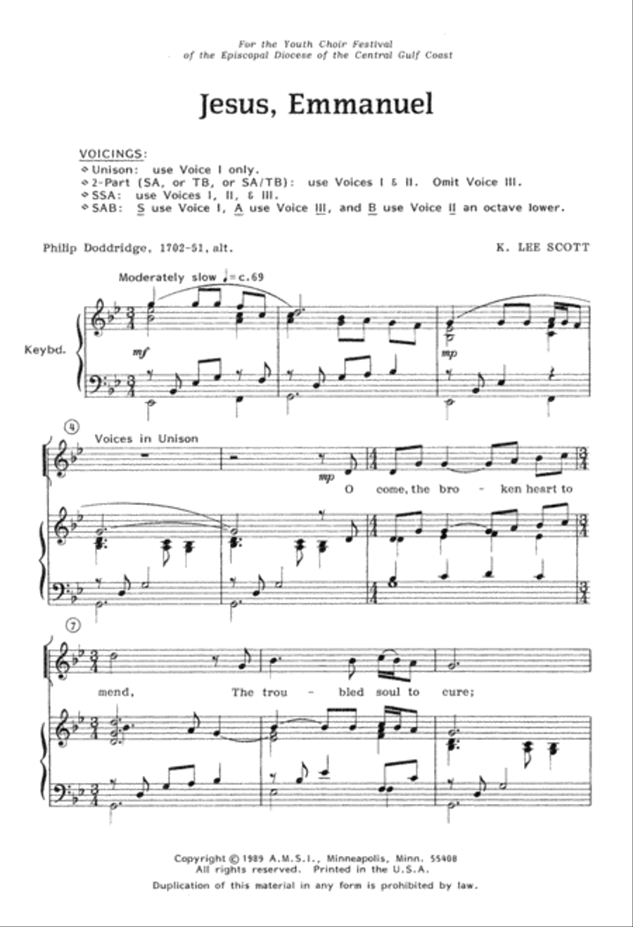 Jesus, Emmanuel Jesus, Emmanuel Unison Choir scores gallery preview page 3
