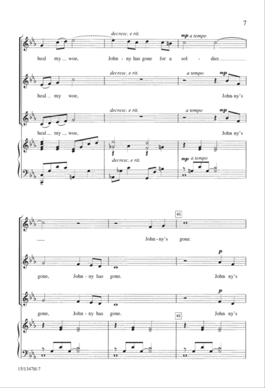 Johnny Has Gone for a Soldier SSA scores gallery preview page 8