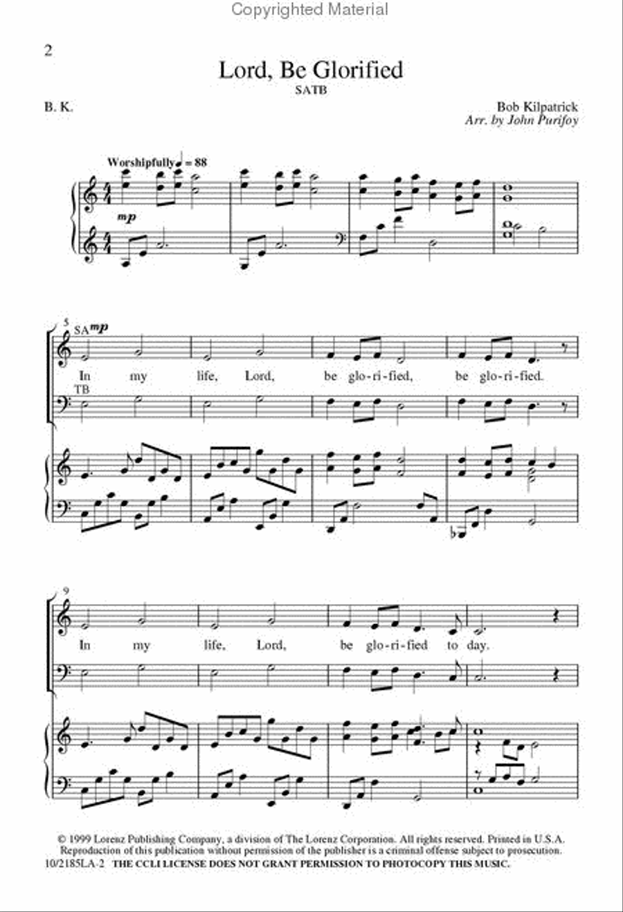 Lord be Glorified 4-Part scores gallery preview page 2