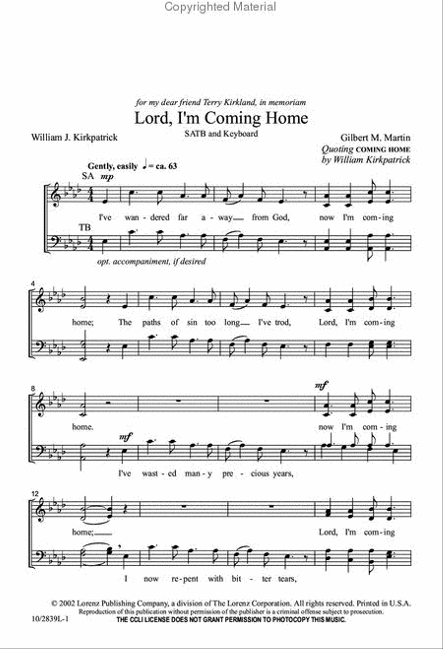 Lord, I'm Coming Home 4-Part scores gallery preview page 2