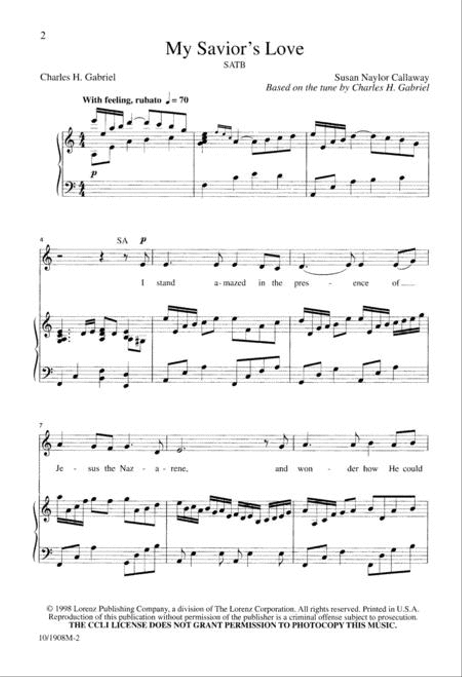 My Savior's Love 4-Part scores gallery preview page 2