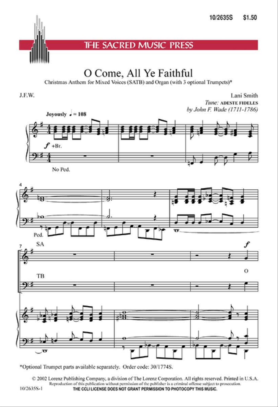 O Come, All Ye Faithful O Come, All Ye Faithful 4-Part scores gallery preview page 1