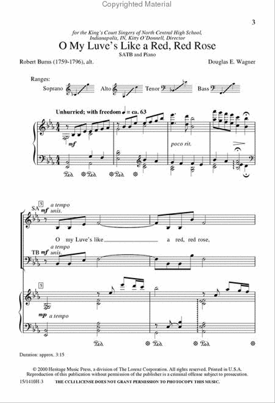 O My Luve's Like a Red, Red Rose 4-Part scores gallery preview page 2
