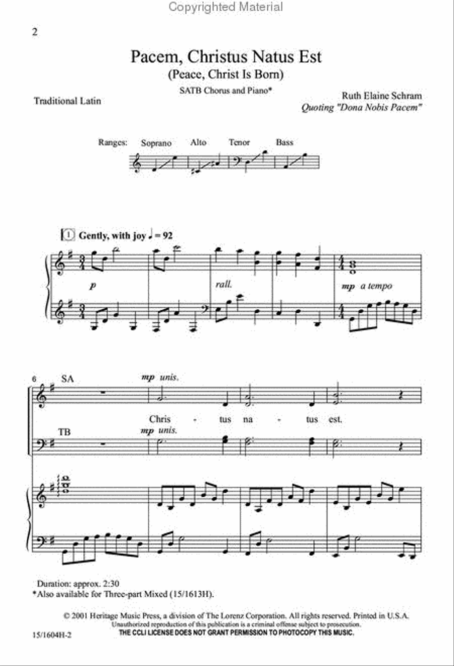 Pacem Christus Natus Est 4-Part scores gallery preview page 2