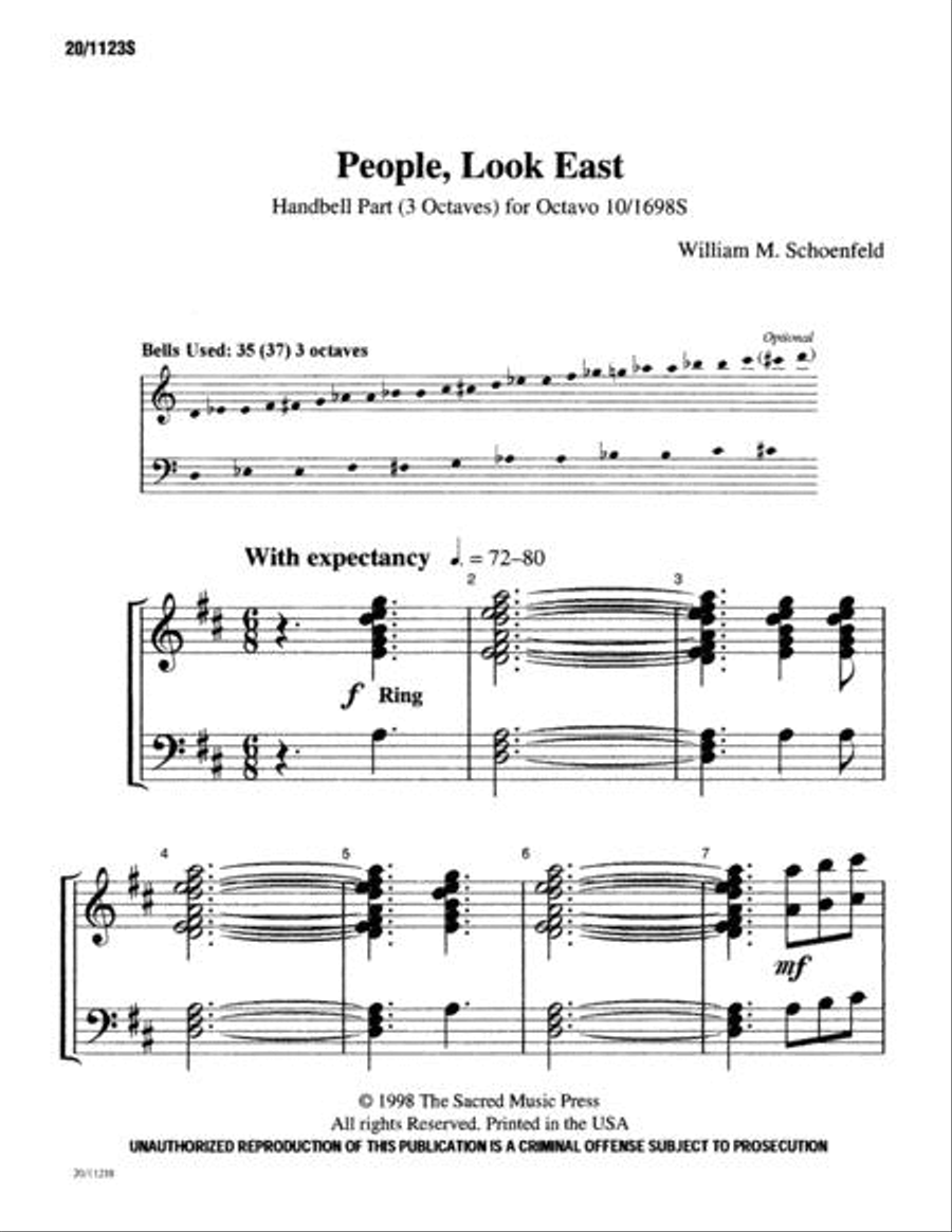 People, Look East - Handbell Part (Reproducible) 3-Octaves scores gallery preview page 2