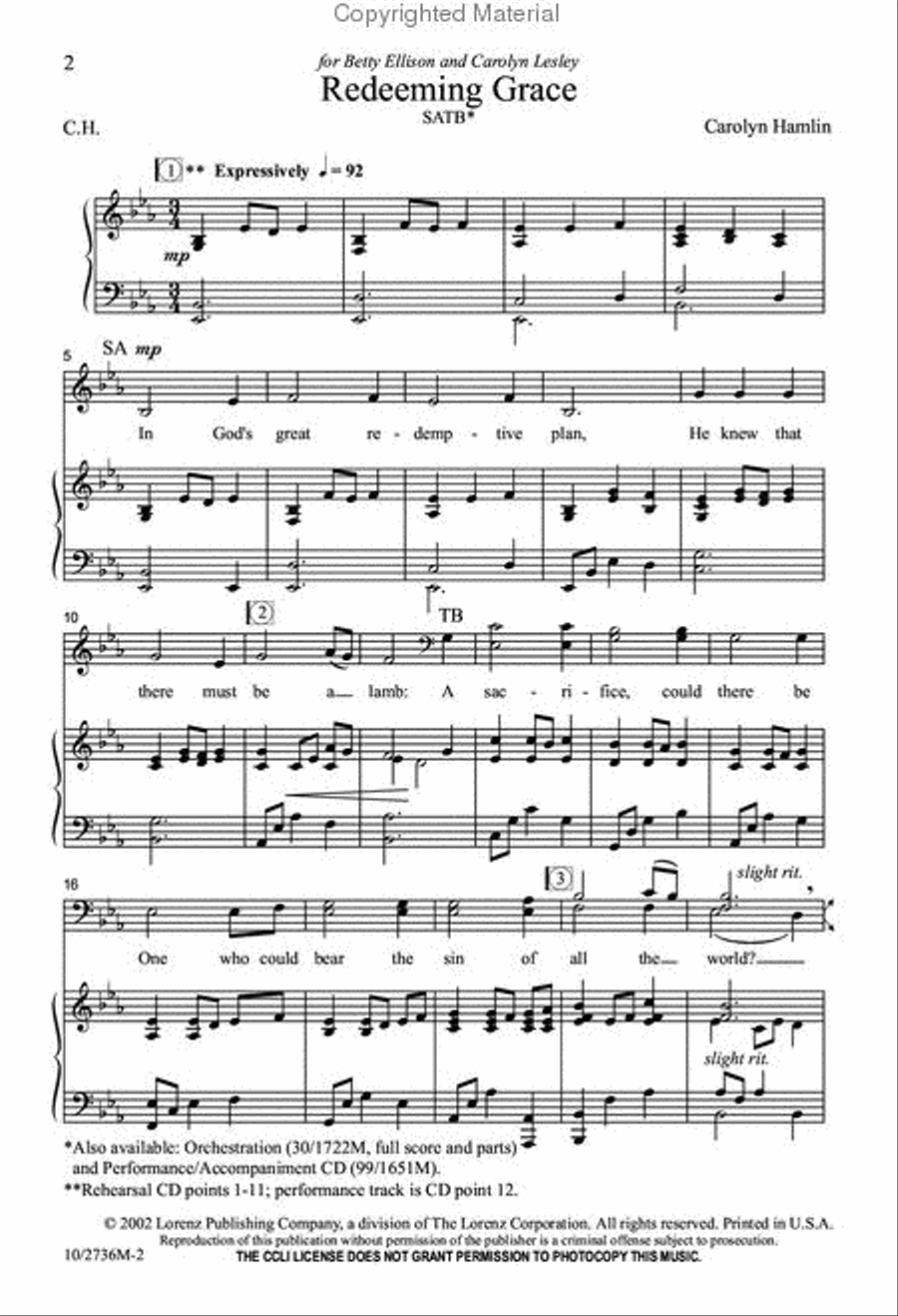 Redeeming Grace 4-Part scores gallery preview page 2