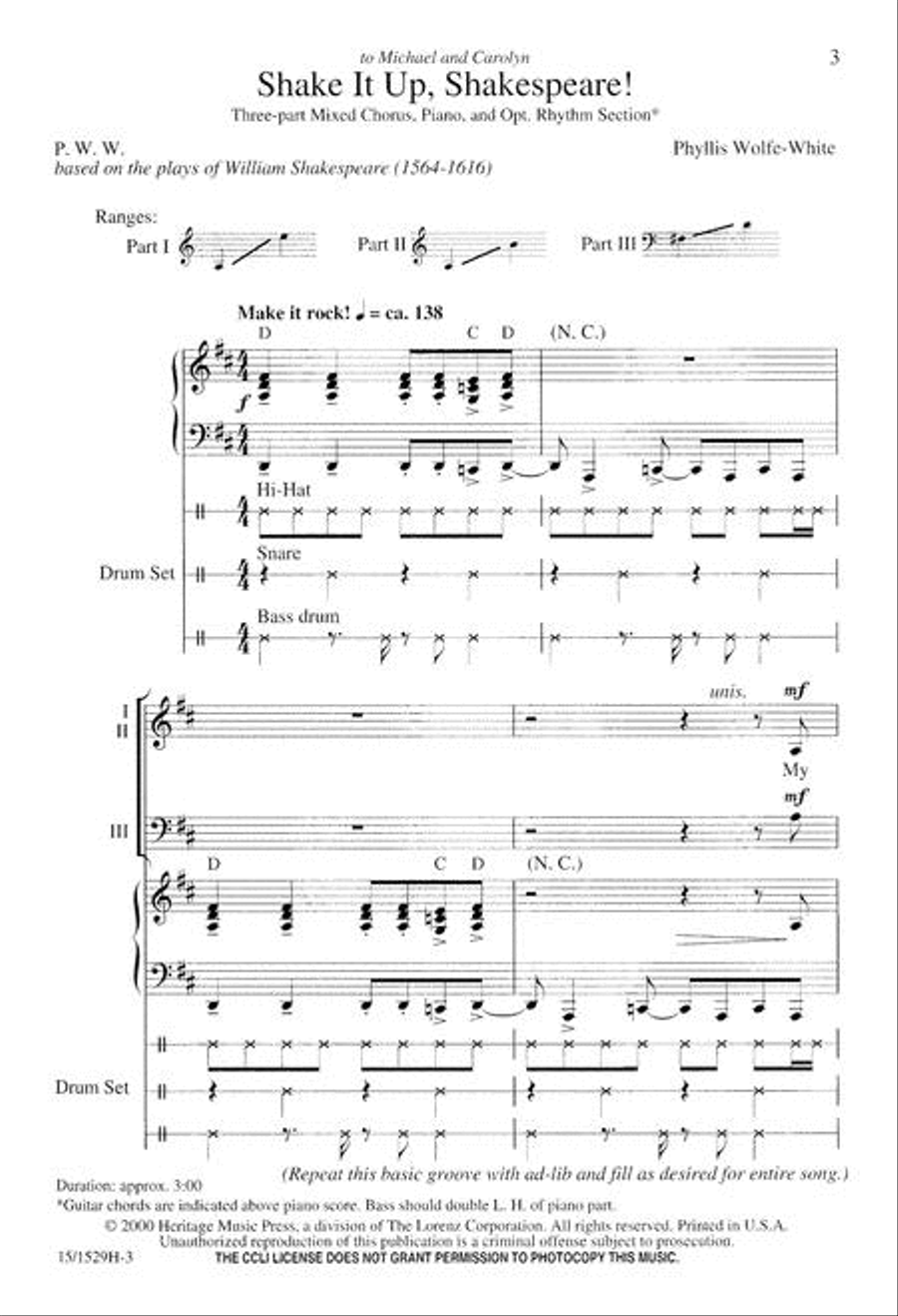 Shake It Up Shakespeare 3-Part scores gallery preview page 3