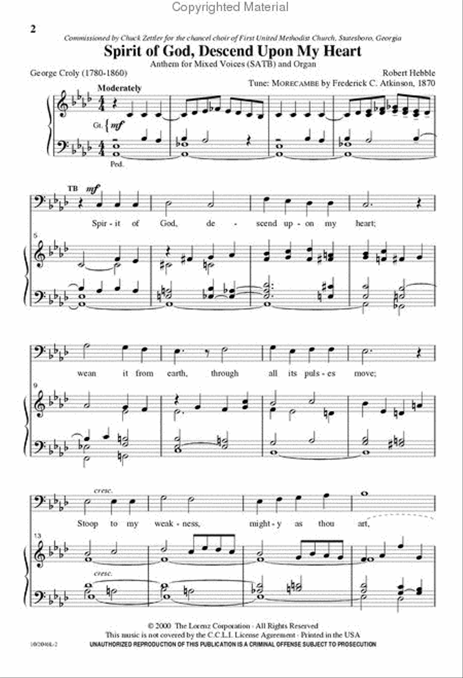 Spirit of God, Descend Upon My Heart 4-Part scores gallery preview page 2