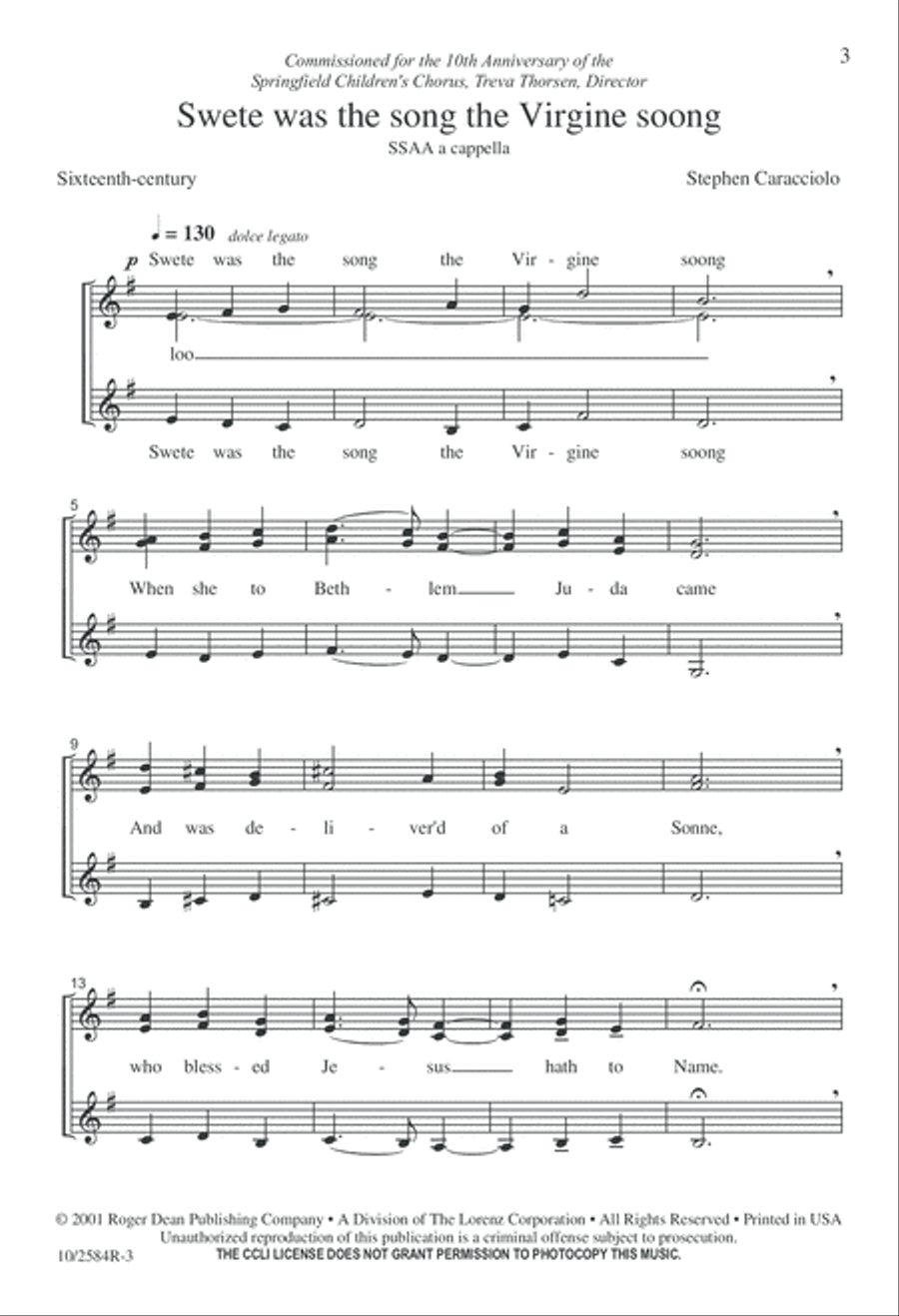 Swete was the song the Virgine soong SSAA scores gallery preview page 4