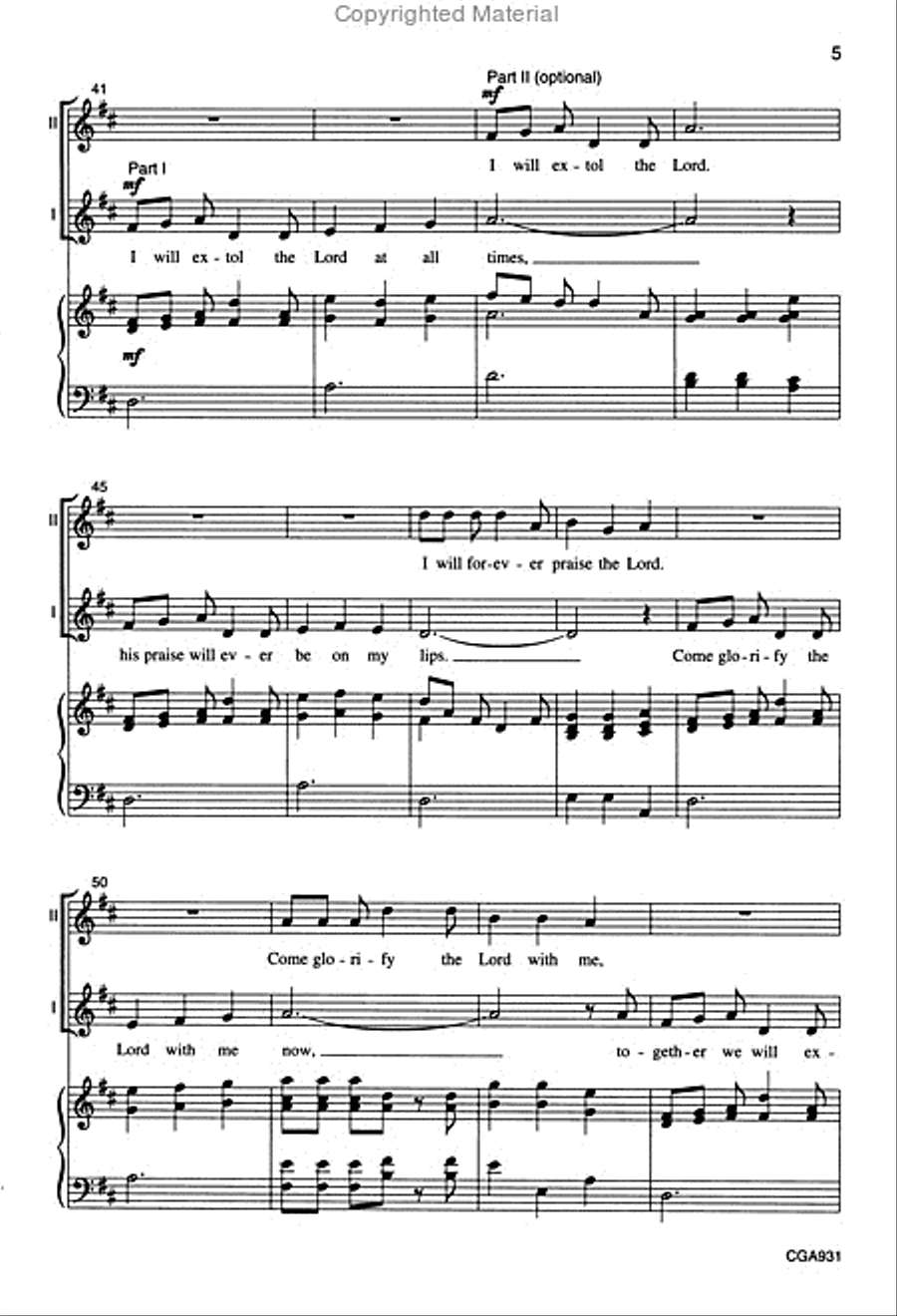 Three Psalms Settings For Unison/2-part Choir Unison Choir scores gallery preview page 5