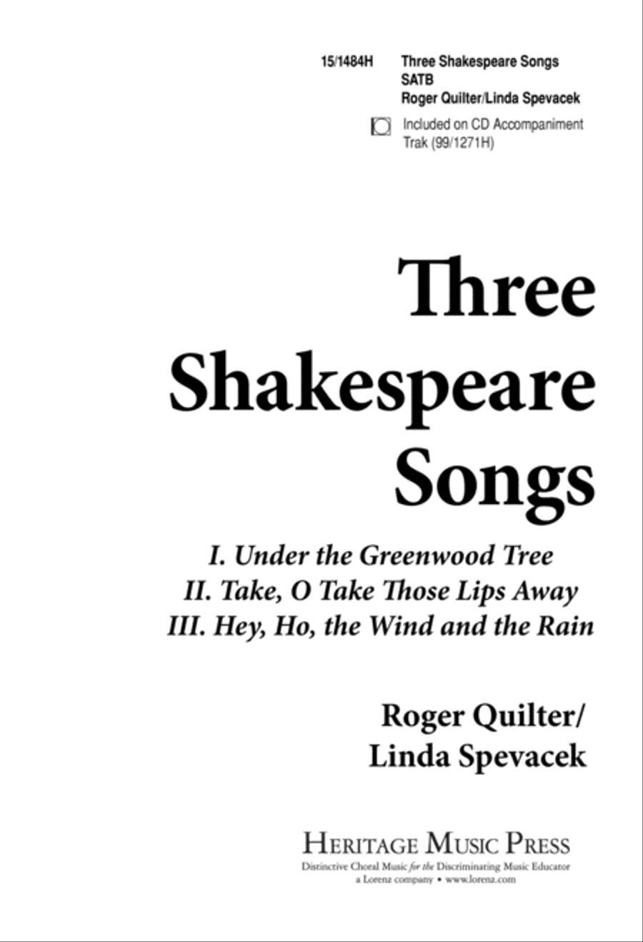 Three Shakespeare Songs Three Shakespeare Songs 4-Part scores gallery preview page 2