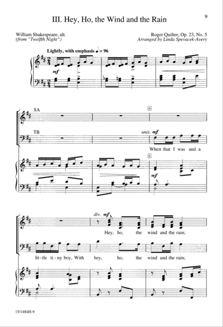 Three Shakespeare Songs Three Shakespeare Songs 4-Part scores gallery preview page 10