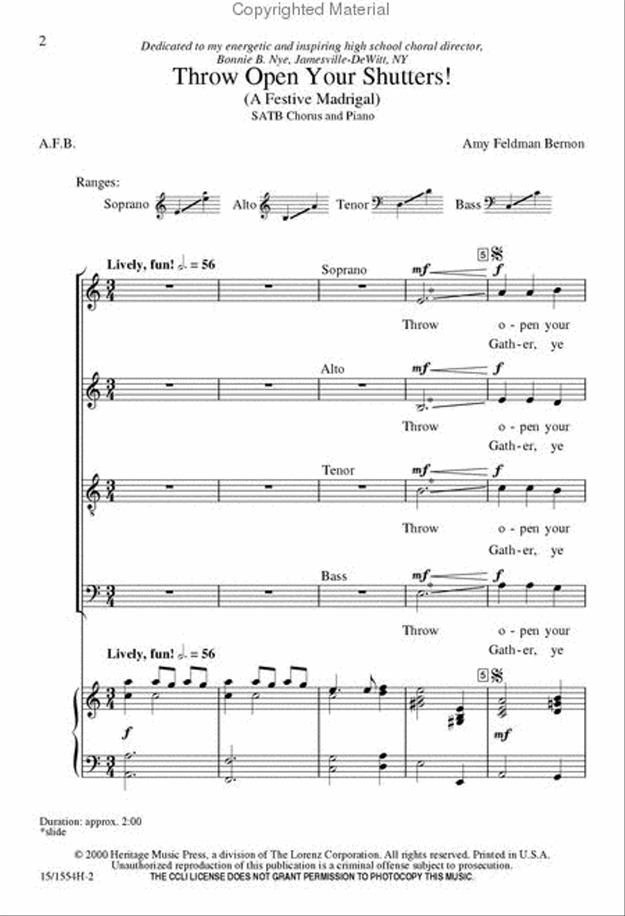 Throw Open Your Shutters! 4-Part scores gallery preview page 2