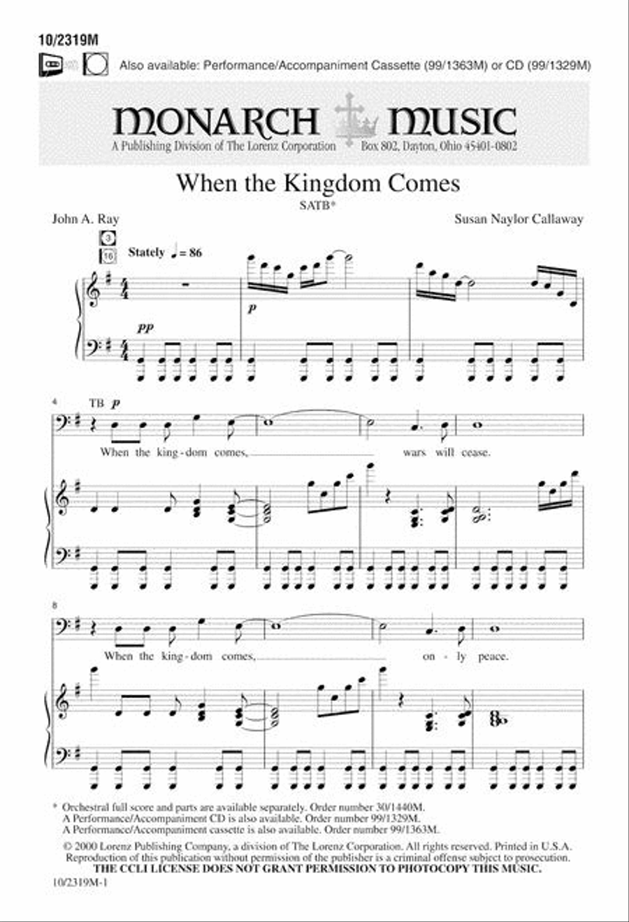 When the Kingdom Comes When the Kingdom Comes 4-Part scores gallery preview page 1