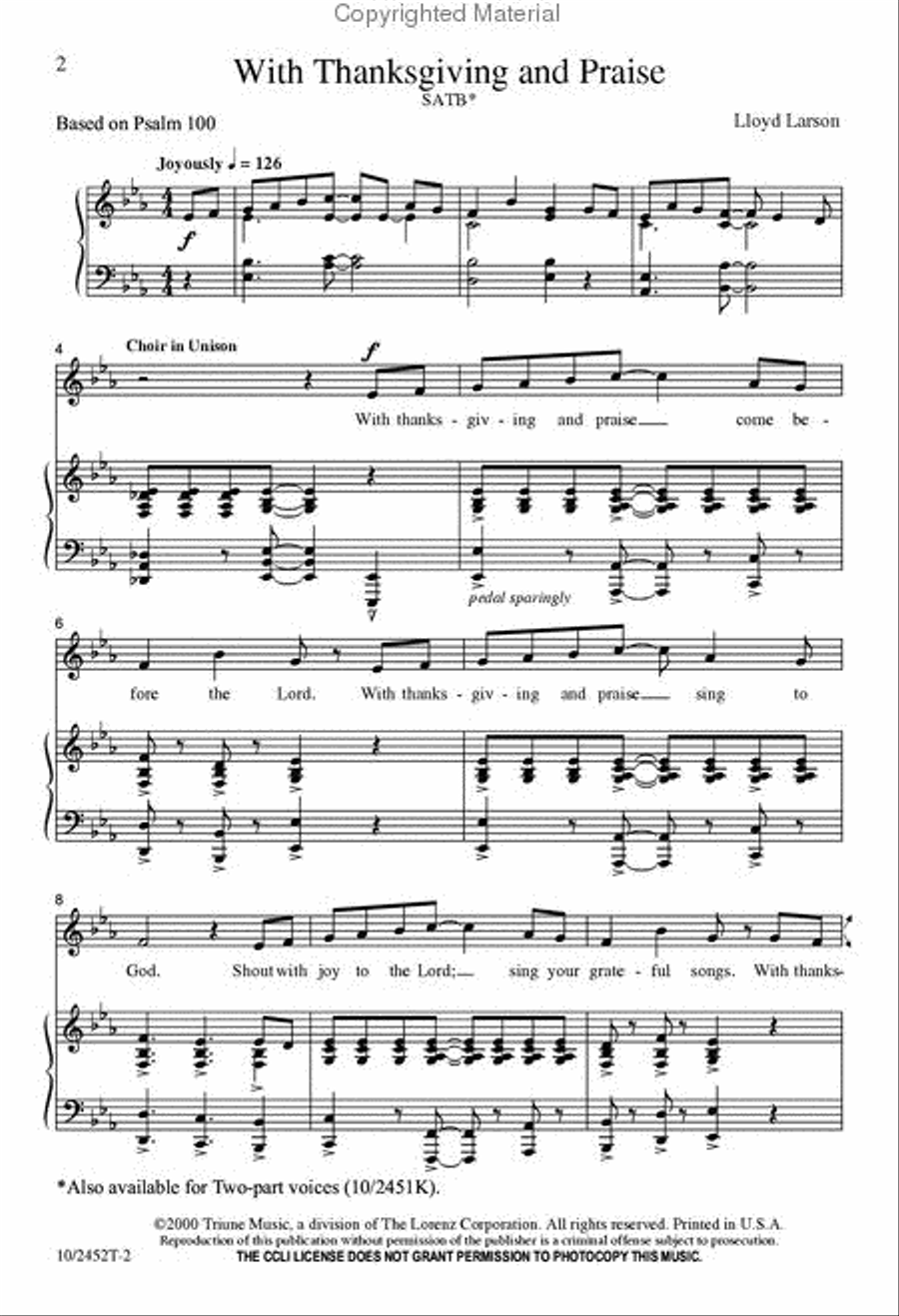 With Thanksgiving and Praise 4-Part scores gallery preview page 2