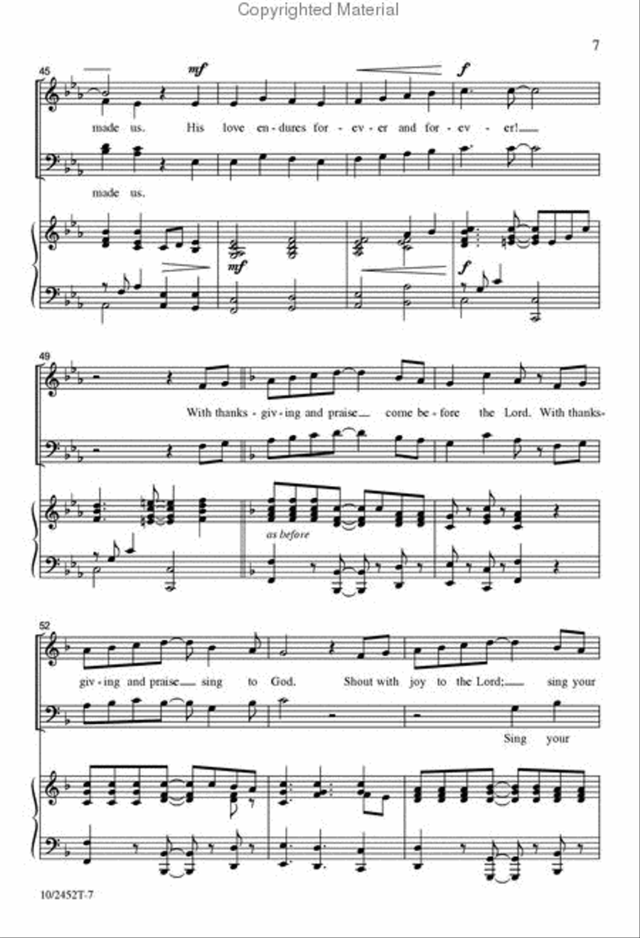 With Thanksgiving and Praise 4-Part scores gallery preview page 7