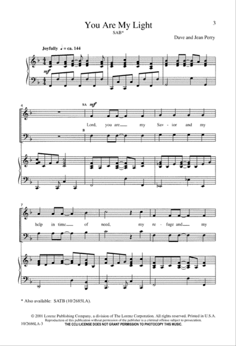 You Are My Light You Are My Light 3-Part scores gallery preview page 4