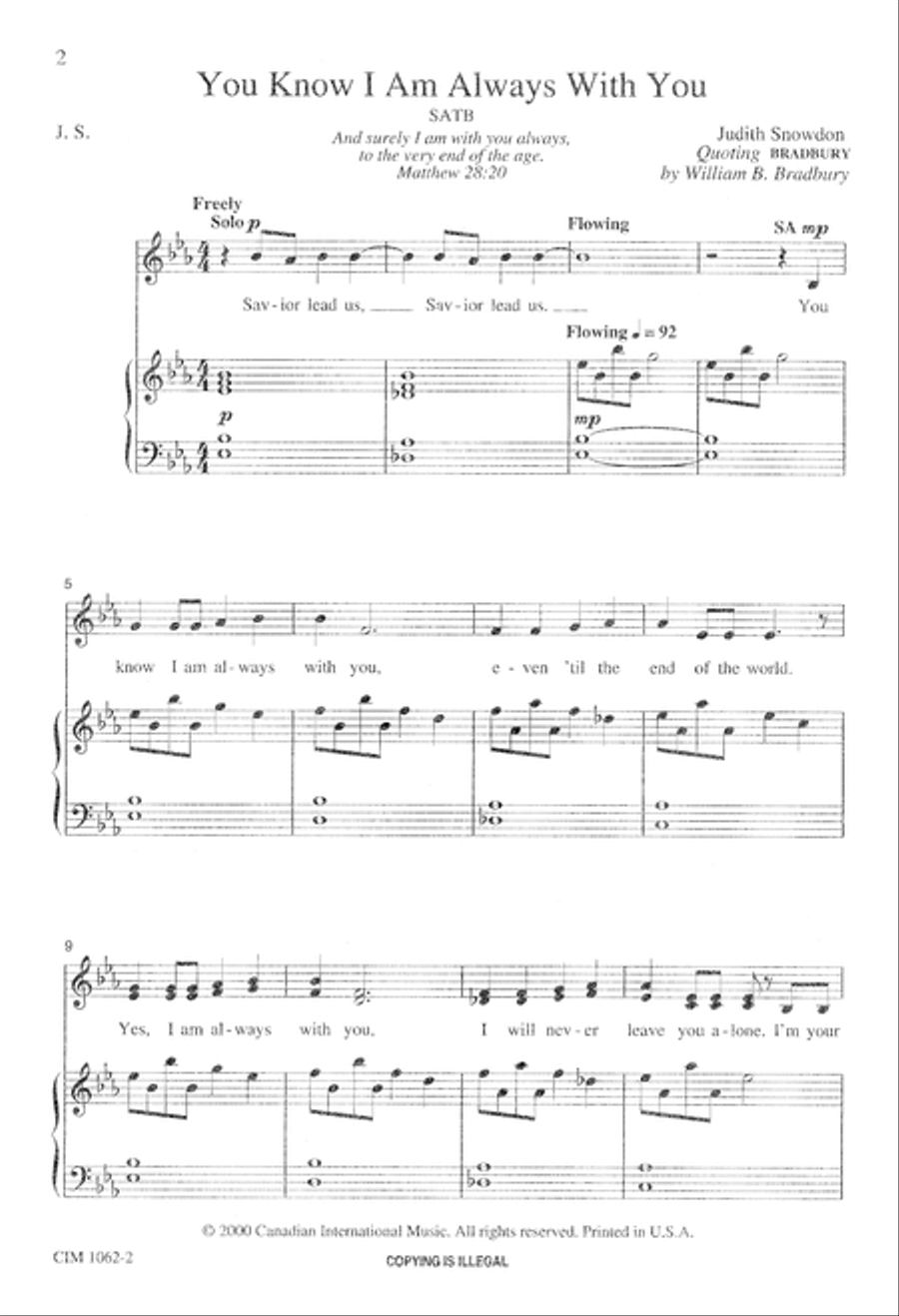 You Know I Am Always With You 4-Part scores gallery preview page 3