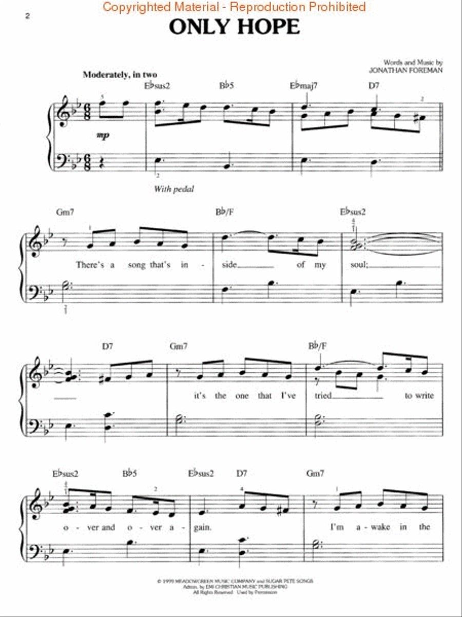 Only Hope Piano, Vocal scores gallery preview page 2