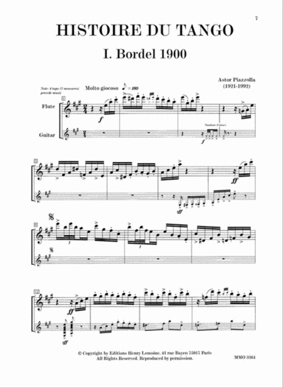 Piazzolla: Histoire Du Tango and Other Latin Classics for Flute & Guitar Duet Flute scores gallery preview page 4